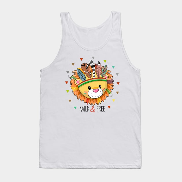 Cute lion with feathers and Indian coloring Tank Top by Reginast777